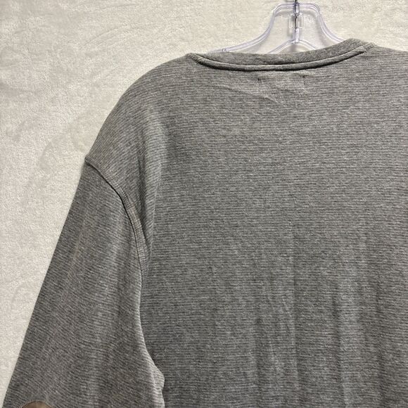 Tasso Elba Men's Long Sleeve Striped Pullover Sweatshirt Suede Elbows Grey XL - Picture 6 of 11
